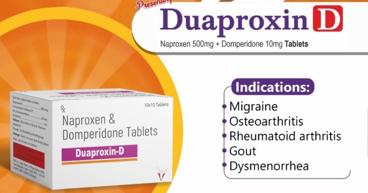 Duaproxin D: Naproxen 500mg + Domperidone 10mg Tablets