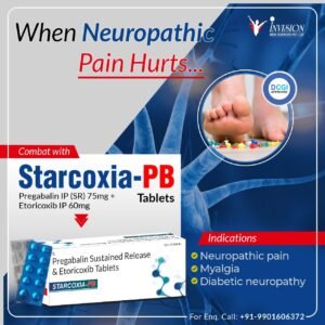 Read more about the article Starcoxia-PB (Pregabalin IP (SR) 75mg + Etoricoxib IP 60mg): Unveiling Uses, MOA, Benefits, and Recommended Dosage